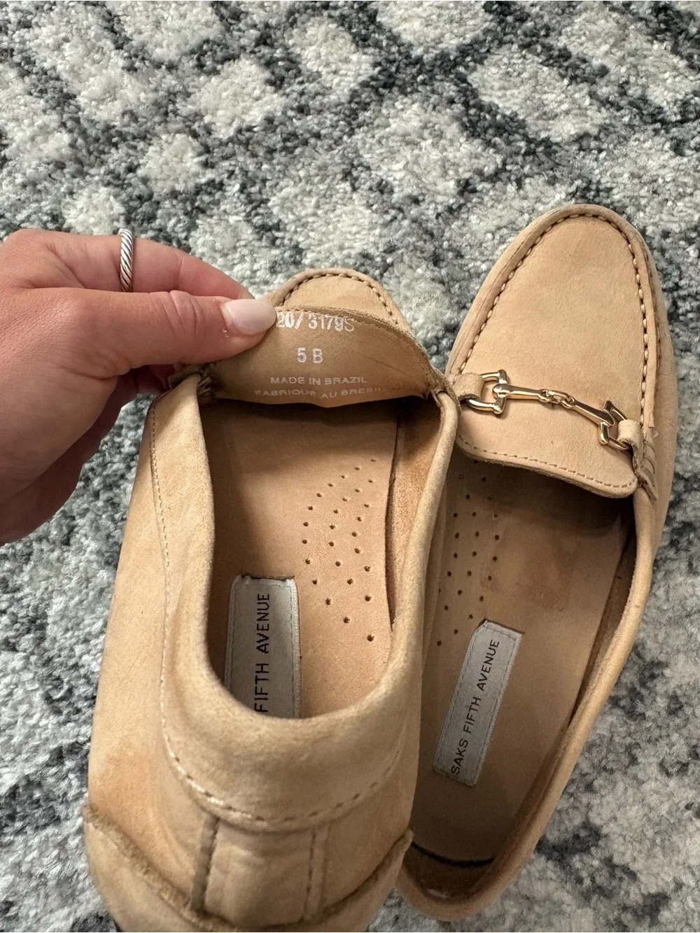Saks Fifth Avenue Light Brown Leather Men’s Horsebit Loafers
